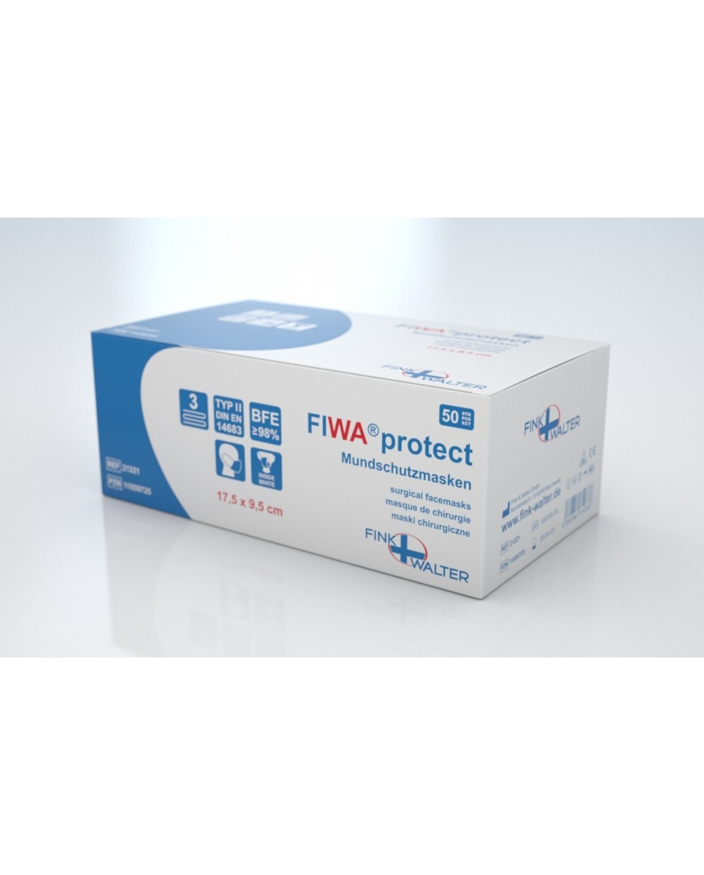 FIWAprotect Einweg-OP-Mundschutz mit Gummizug TYP II, 3-lagig - 1