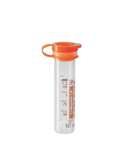 SARSTEDT Mikro Probengefäße 1,3 ml Litium-Heparin, Oranger Deckel - 1