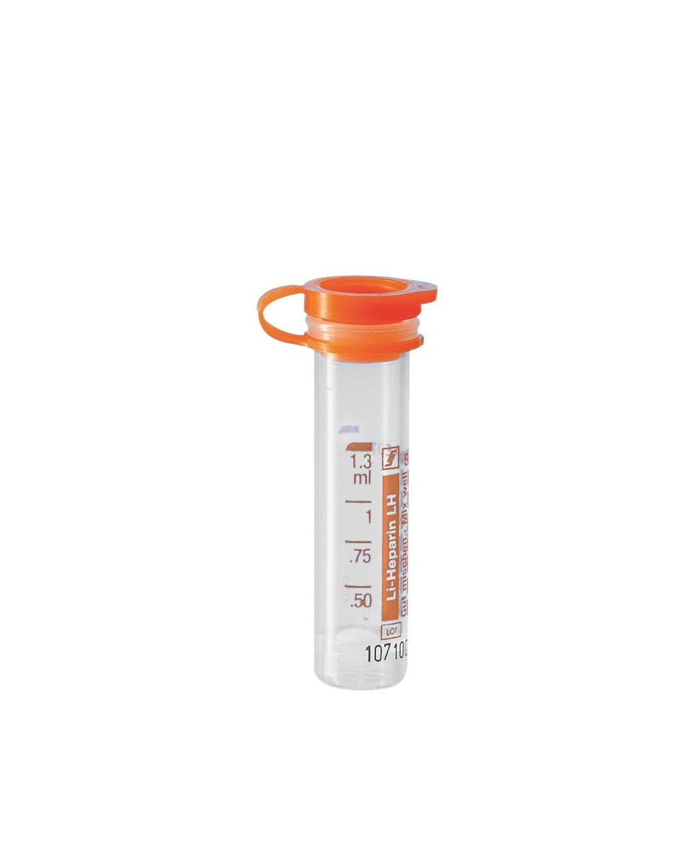 SARSTEDT Mikro Probengefäße 1,3 ml Litium-Heparin, Oranger Deckel - 1